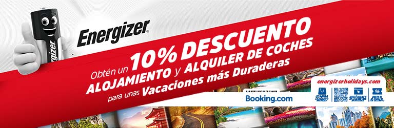 Con tu compra de pilas Energizer obtén un 10% de descuento para tus vacaciones